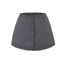 High waisted buckle A-line skirt