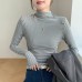 Striped women's semi high neck top