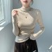 Striped women's semi high neck top