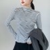 Striped women's semi high neck top