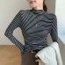Striped women's semi high neck top