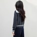 Style Color Block Long Sleeve Half Zipper Crew Neck Knit Top
