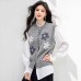 Fashion Style  of Clothing  Chic Autumn Fashion, Floral Print, Long Sleeve, Layered Two-Piece Design, Oversized Fit, Knit Top