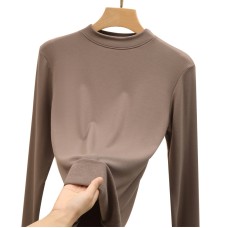 Half high neck slim fit long sleeved top