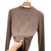 Half high neck slim fit long sleeved top