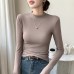 Half high neck slim fit long sleeved top