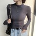 Half high neck slim fit long sleeved top
