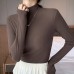 Striped solid color semi high neck women's top