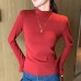 Half high collar and plush thick warm long sleeved top