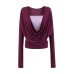 Swing collar contrasting fake two piece long sleeved top