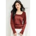 Fashionable Korean Style Simple Knit Top with Elegant Square Neckline, Slim Fit Design