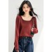 Fashionable Korean Style Simple Knit Top with Elegant Square Neckline, Slim Fit Design