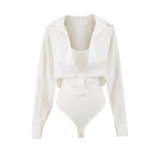 Slim fit waist cinched POLO collar top