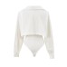 Slim fit waist cinched POLO collar top