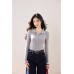 style blocked Patchwork Polo Neck Long Sleeve Knitwear