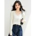 Fashionable style V-neck long sleeve knit top with glitter design