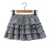 Plaid elastic high waisted cake skirt and fluffy skirt
