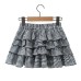 Plaid elastic high waisted cake skirt and fluffy skirt