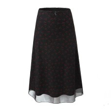 Flower printed mesh skirt with wrapped buttocks Flower printed mesh skirt with wrapped buttocks