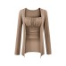 Chest cushion pleated camisole vest ➕ Long sleeved cardigan set