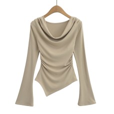 Swing collar irregular one shoulder top
