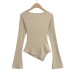 Swing collar irregular one shoulder top