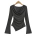 Swing collar irregular one shoulder top