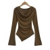 Swing collar irregular one shoulder top