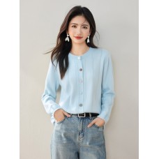 Real Shot◆Korean Style Line Design Colorful Button Long Sleeve Knit Top for Women