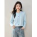 Real Shot◆Korean Style Line Design Colorful Button Long Sleeve Knit Top for Women