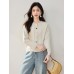 Real Shot◆Korean Style Line Design Colorful Button Long Sleeve Knit Top for Women