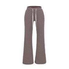 Striped micro flared floor pants