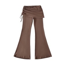 Fake two side pleated micro flared pants