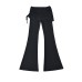 Fake two side pleated micro flared pants