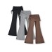 Fake two side pleated micro flared pants