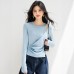 Sensual Style Solid Color Long Sleeve Knit Top for Women Hollow Shoulder DesignUnique and Elegant Top