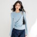 Sensual Style Solid Color Long Sleeve Knit Top for Women Hollow Shoulder DesignUnique and Elegant Top