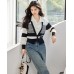 Fashion StyleStripe  Sleeve Length Long Sleeve  Type of ClothingTwo-Piece Design (Faux Two-Piece)  Occasion