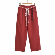 Tie rope casual straight leg wide leg pants
