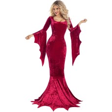 Halloween Bat Witch Ghost Bride Costume Long Dress Performance Dress