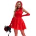 Halloween Red Necromancer Cosplay Dress for Women, Ghost Costume, Stage Performance Outfit