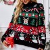 Long sleeved high neck sweater for women's autumn and winter new style pullover snowman Christmas sweater