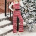 Strap pants loose Christmas snowflake knit jumpsuit