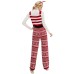 Strap pants loose Christmas snowflake knit jumpsuit