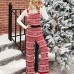 Strap pants loose Christmas snowflake knit jumpsuit