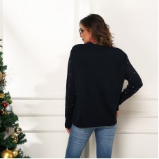 Little penguin jacquard loose long sleeved pullover Christmas sweater