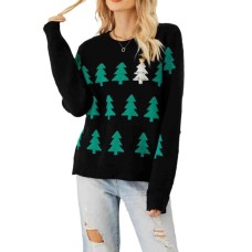 Hooded round neck Christmas tree jacquard sequin holiday top Hooded round neck Christmas tree jacquard sequin holiday top
