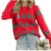 Hooded round neck Christmas tree jacquard sequin holiday top