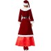 Christmas Eve Christmas costume wine red long Christmas queen performance costume parent-child outfit ﻿