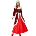 Christmas Eve Christmas costume wine red long Christmas queen performance costume parent-child outfit ﻿